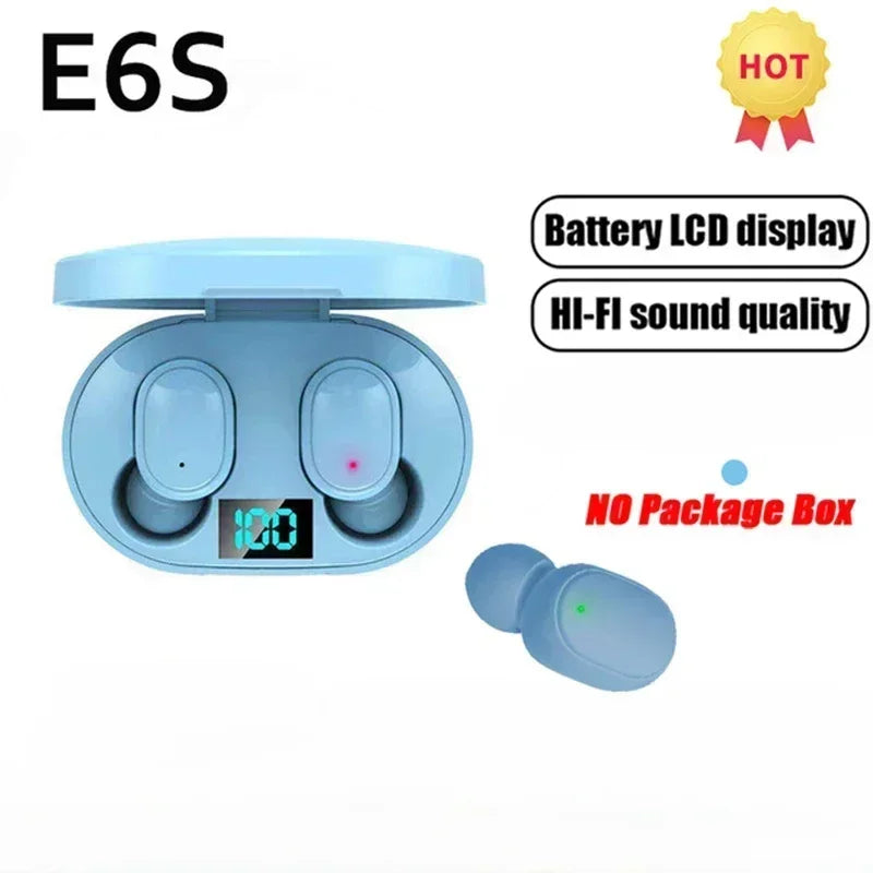 E6S Wireless Bluetooth Earphones TWS Bluetooth Headset Wireless Earbuds Noise Cancelling Earphones with Microphone Headphones - Artigo Importado