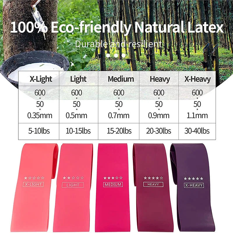 Resistance Loop Exercise Bands 5 Different Resistance Levels Elastic Band Suitable for arm Leg Stretching and Strength Training - Artigo Importado