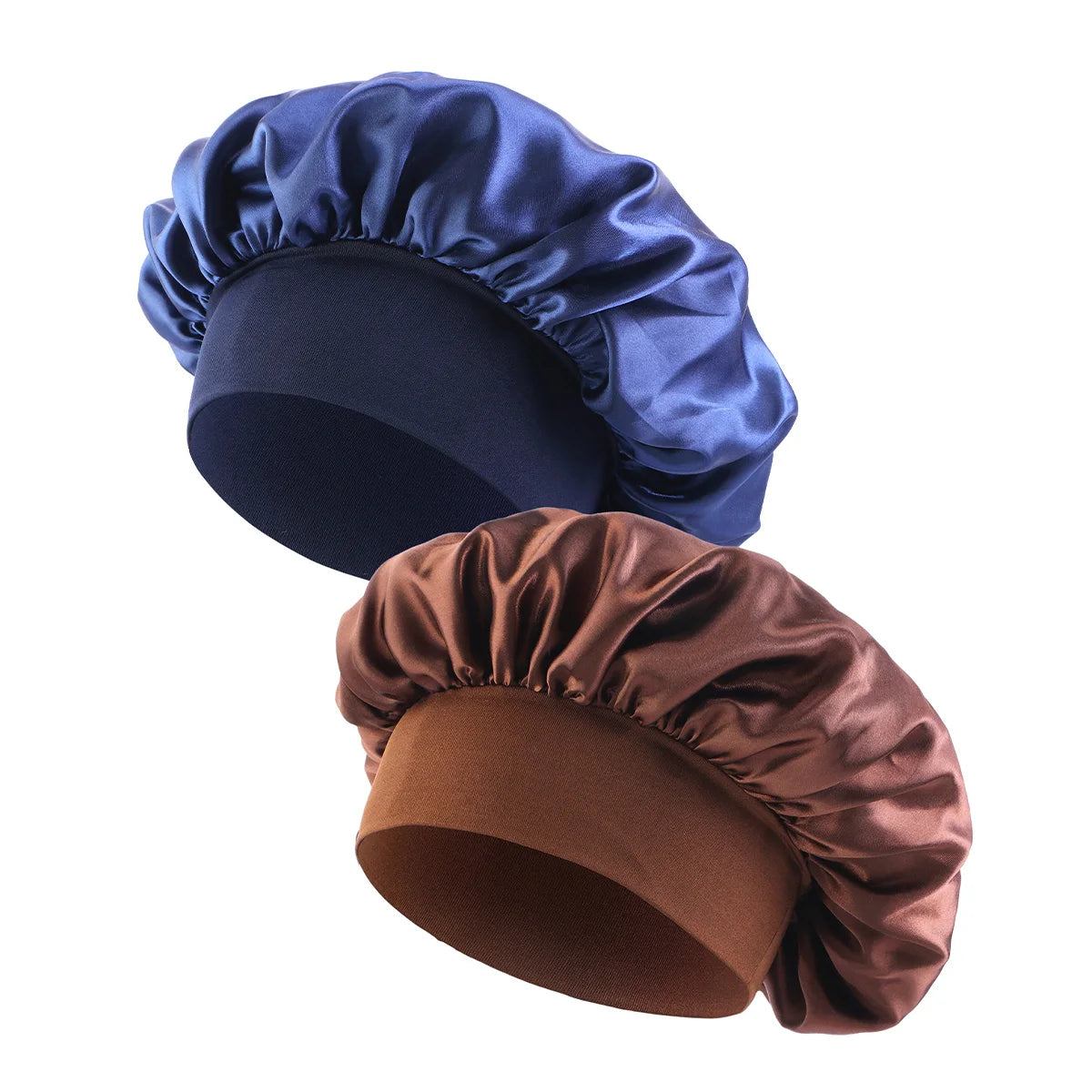 New Satin Wide Brim Nightcap Silky Bonnet Hair Wrap for Sleeping Sleep Cap With Elastic Soft Band Styling Cap Hair Wrapping Tool - Artigo Importado