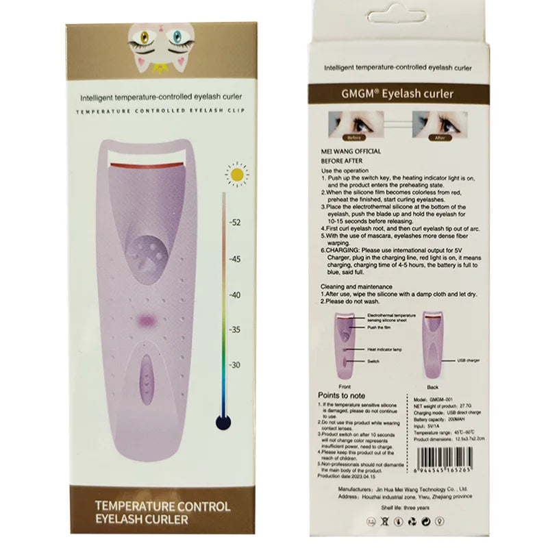 New Women Makeup Electric Heated Eyelash Curler Long Lasting Eye Lash Perm Heated Eyelashes Clip Automatic Tool - Artigo Importado