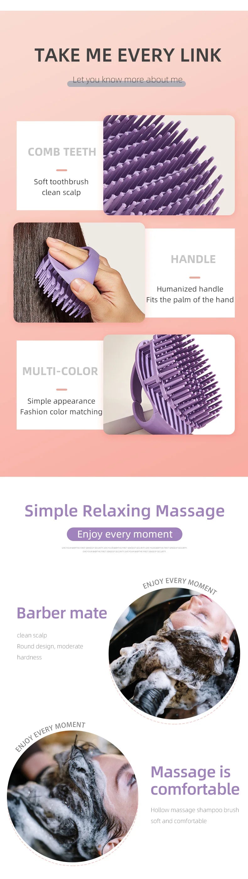Silicone Shampoo Scalp Hair Massager Head Body Scalp Massage Brush Hair Washing Brush Scalp Exfoliator Brush Head Scrubber Tools - Artigo Importado