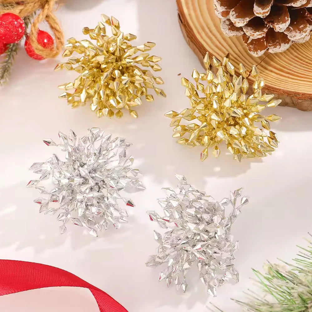 Statement Metal Flower Tassel Earrings Women Party Accessories 2025 Temperament Geometric Beaded Stud Earrings Christmas Jewelry - Artigo Importado