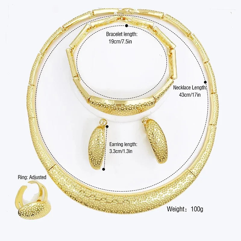 Minimalist Design Brazil Gold Color Jewelry Set For Women High Quality Jewelry Gold Plated Necklace Bracelet Earrings And Ring - Artigo Importado