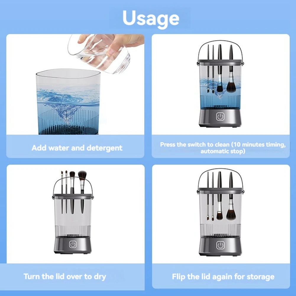 Electric Makeup Brush Cleaner With Clean Mat USB Automatic Rotation Makeup Brush Cleaner For Makeup Lovers Women HOT! - Artigo Importado