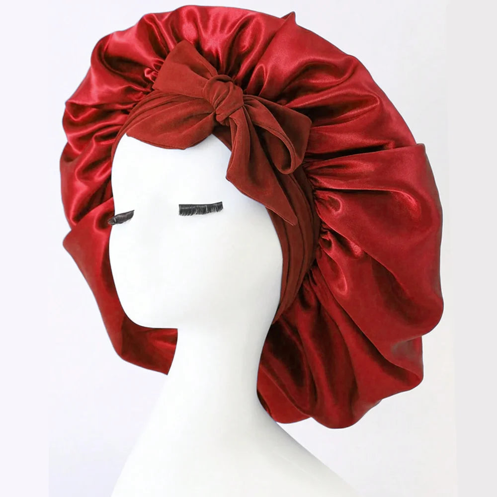 Satin Bonnet Silk Bonnet Adjustable Bonne For Sleeping Hair Bonnet With Tie Band Bonnets For Women Men - Artigo Importado