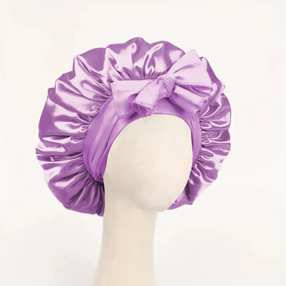 Satin Bonnet Silk Bonnet Adjustable Bonne For Sleeping Hair Bonnet With Tie Band Bonnets For Women Men - Artigo Importado
