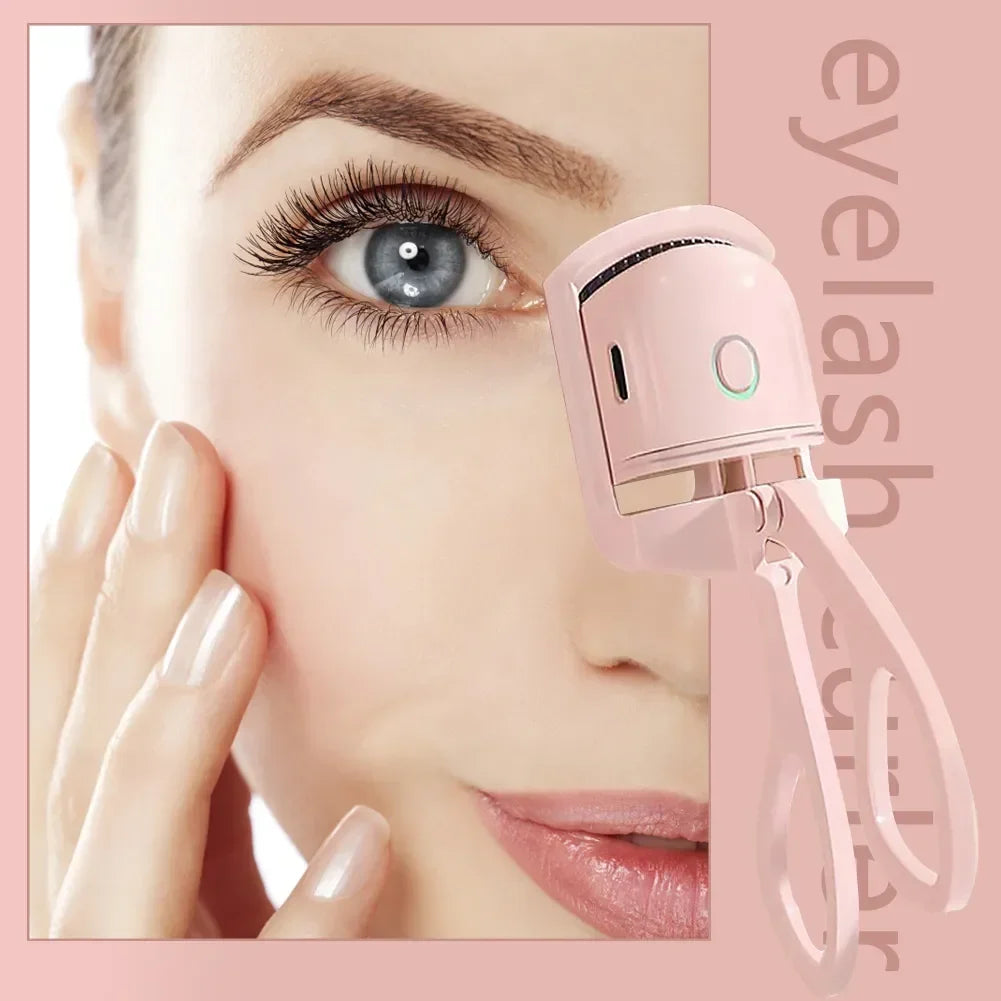 Electric Heated Eyelash Curler Eyelashes Curls Thermal Eyelash Curler USB Rechargeable Mini Long Lasting Makeup Tool Beauty Tool - Artigo Importado