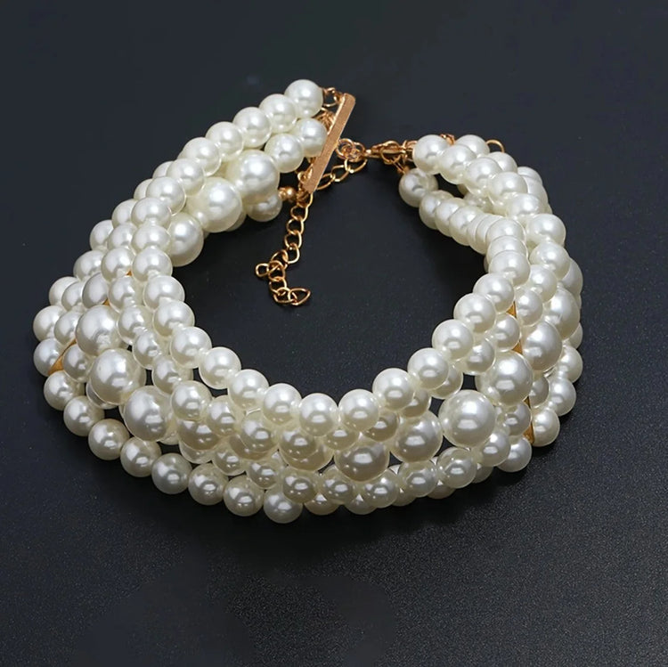 Layered Necklace Imitation Pearl Unisex Elegant Artistic Simple Layered Necklace For Wedding Party Wedding Guest - Artigo Importado