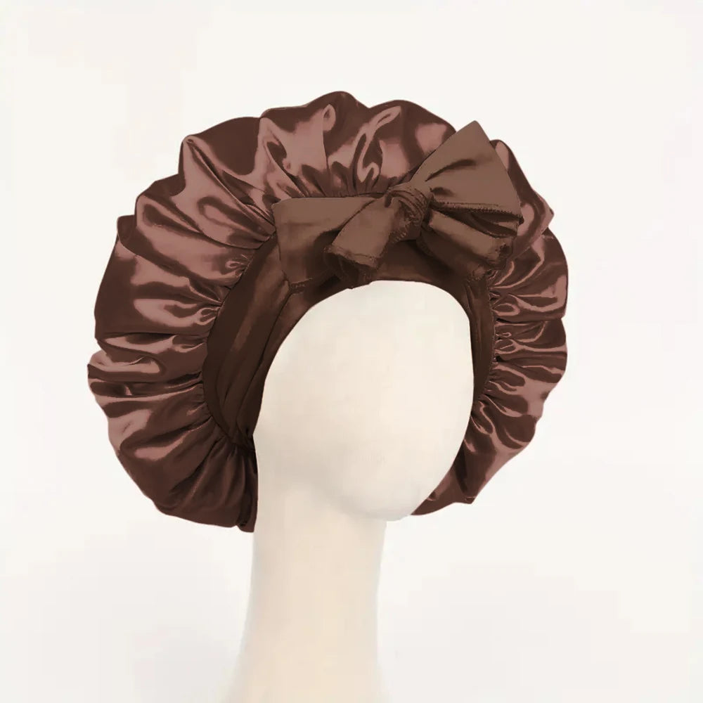 Satin Bonnet Silk Bonnet Adjustable Bonne For Sleeping Hair Bonnet With Tie Band Bonnets For Women Men - Artigo Importado