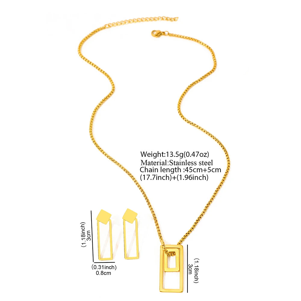 Stainless Steel Jewelry Set Minimalist Geometries Hollow New Senior Jewelry Set For Women Jewelry Banquet Fine Ornate Gifts New - Artigo Importado