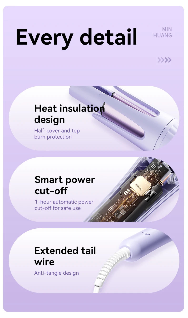 Automatic Hair Curling Iron 32mm Hair Curler Ceramic  Rotating Professional Hair Waver Curling Tool Hair curler for long hair - Artigo Importado