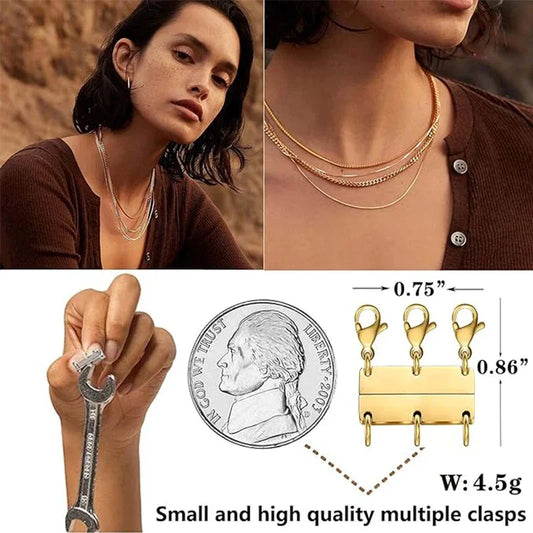 Layered Necklace Clasp 18K Gold and Silver Color Necklace Separator for Layering Multiple Necklace Clasps and Closures for Women - Artigo Importado