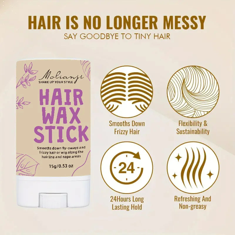 Women's styling hair wax stick Effectively smooths frizz, provides long-lasting hold, and creates a soft, shiny hairstyle. - Artigo Importado