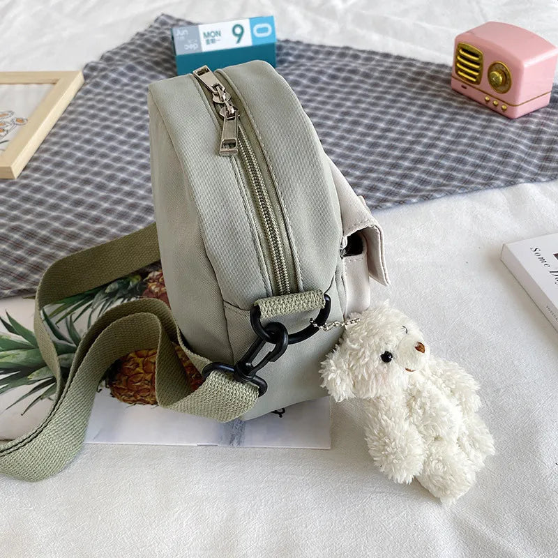 Mini Crossbody Bag for Women 2023 Fashion Small Female Canvas Shoulder Bags Korean Phone Purse Cute Students Purse Flap Bolsas - Artigo Importado