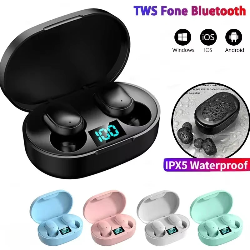 E6S Wireless Bluetooth Earphones TWS Bluetooth Headset Wireless Earbuds Noise Cancelling Earphones with Microphone Headphones - Artigo Importado
