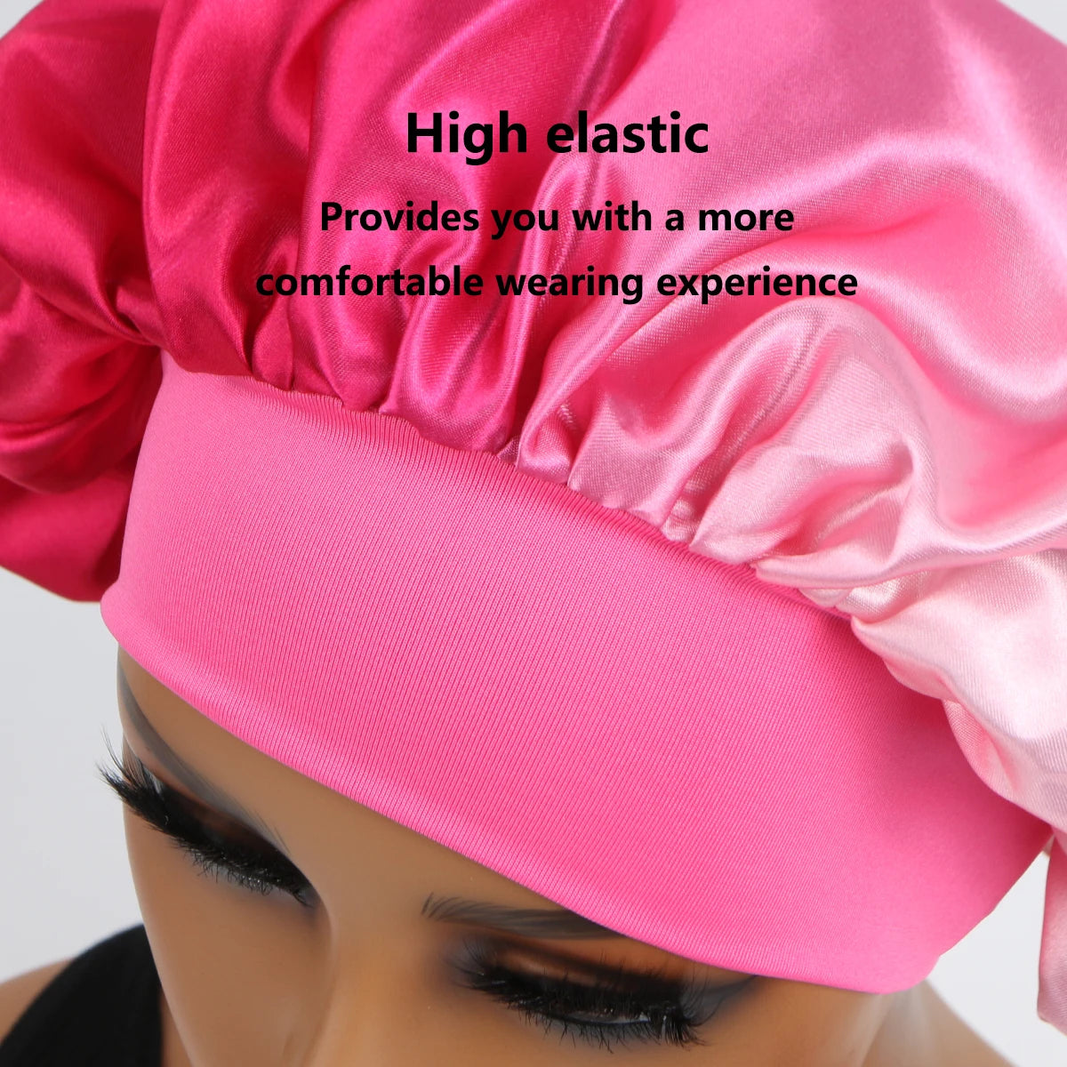 Satin Silk Bonnet Cap with Frontal Wrap, Wide Band, Colorful Fade Printing, Soft Nightcaps, Hair Protect Sleep, Extra Big Size - Artigo Importado