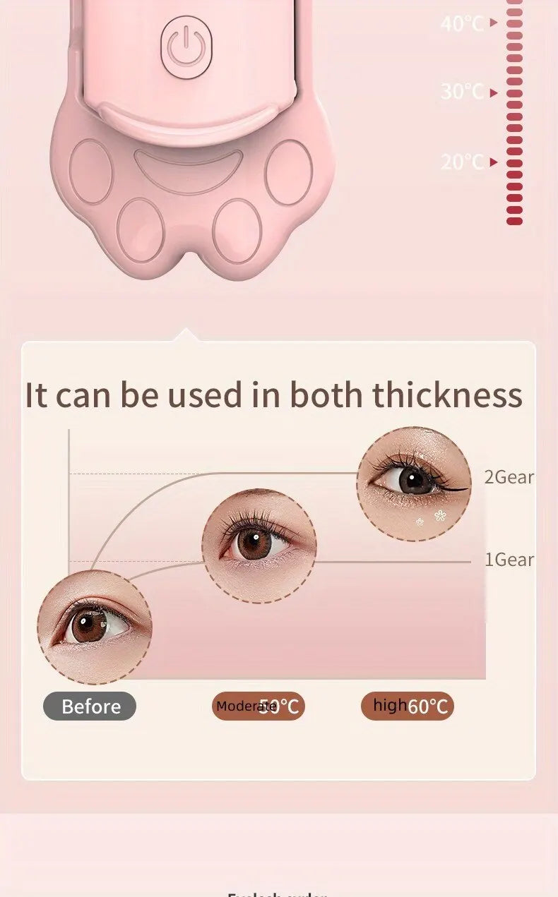 Electric Heated Eyelash Curler for Lasting Styling Portable Lash Lift Tool Intelligent Natural Curling with USB Rechargeable - Artigo Importado