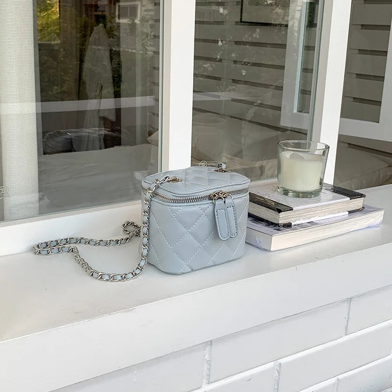 Mini Denim Crossbody Bags for Women 2026 Lingge Chains Shoulder Bag Fashion Brands Box Bag Lipstick Coins Purses and Handbags - Artigo Importado