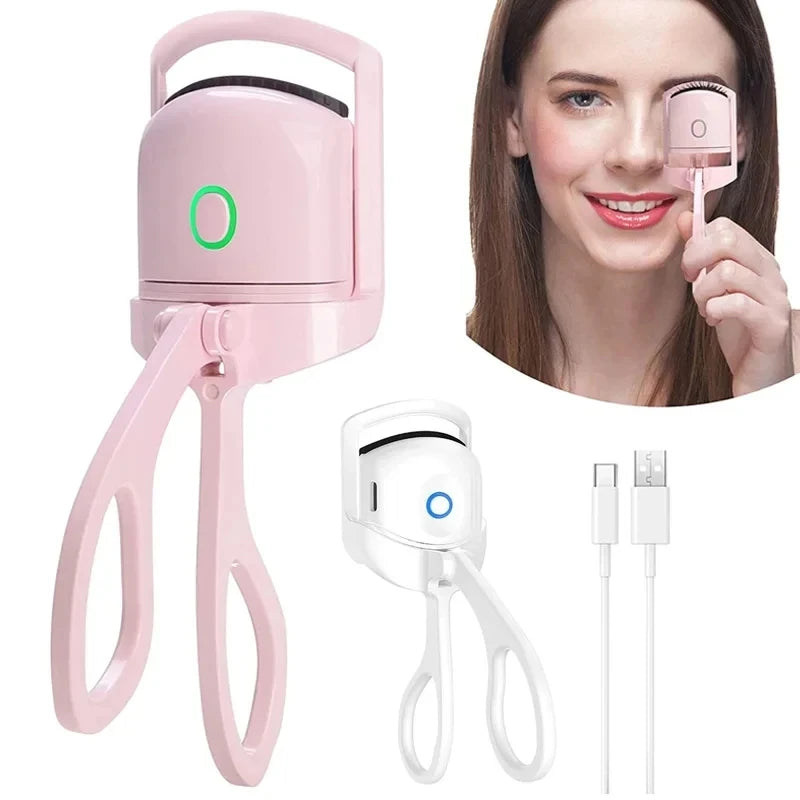 Heated Eyelash Curler with Lcd Display Silicone Pads Eyelash Protection Natural Curling Without Damaging Eyelashes Rechargeable - Artigo Importado