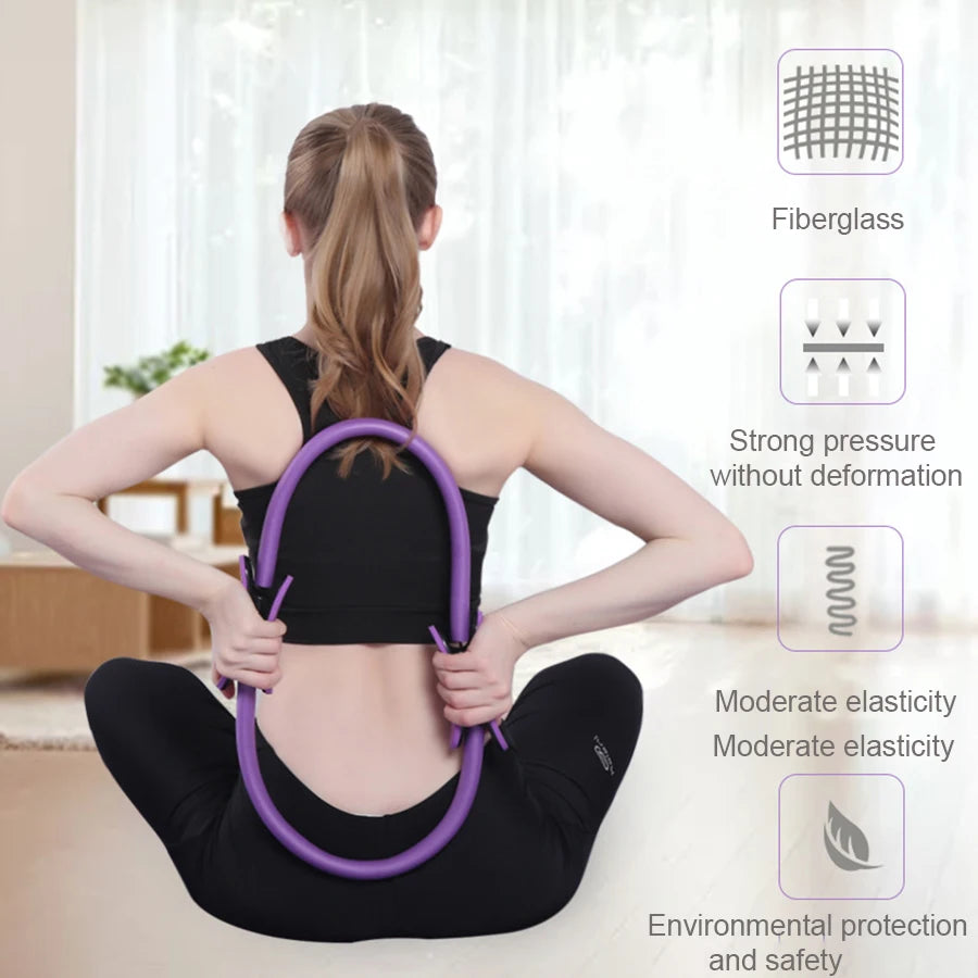1pc Yoga Pilates Ring - Durable Non-Slip Exercise Circle Fitness Magic Circle  for Toning & Sculpting Pilates Ring Flexibility - Artigo Importado