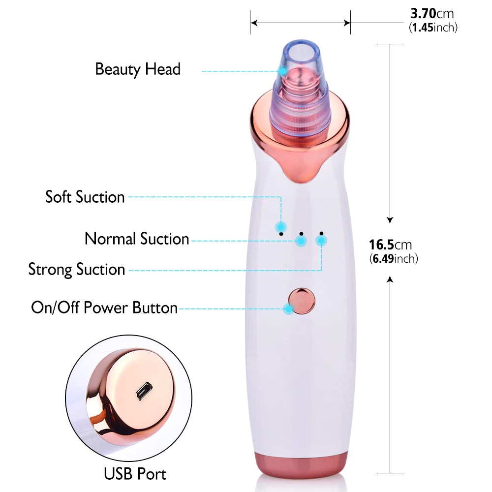 Electric Vacuum Blackhead Removal Facial Cleansing Black Spots Suction Acne Pimple Remover Beauty Instrument Skincare Tools - Artigo Importado