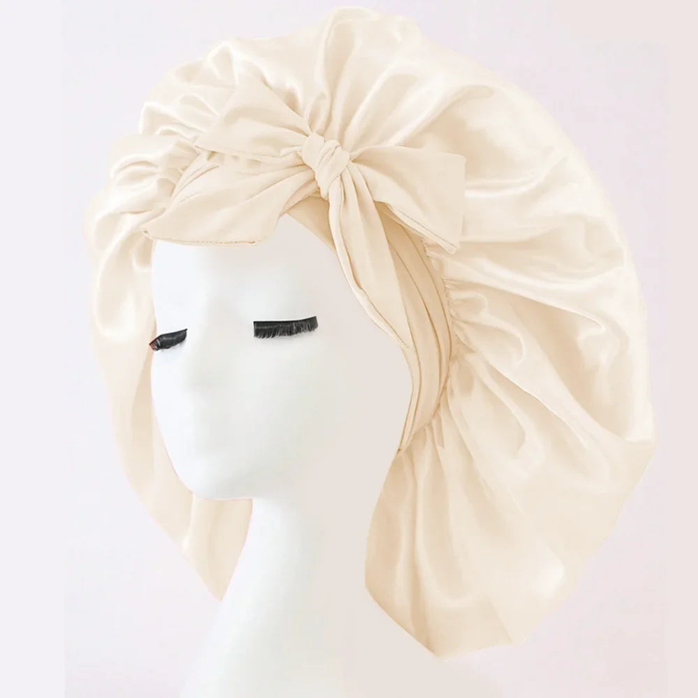 Satin Silk Hair Bonnet | Adjustable Tie Band | Sleep Bonnet for Women Men | Unisex Protective Headwear - Artigo Importado