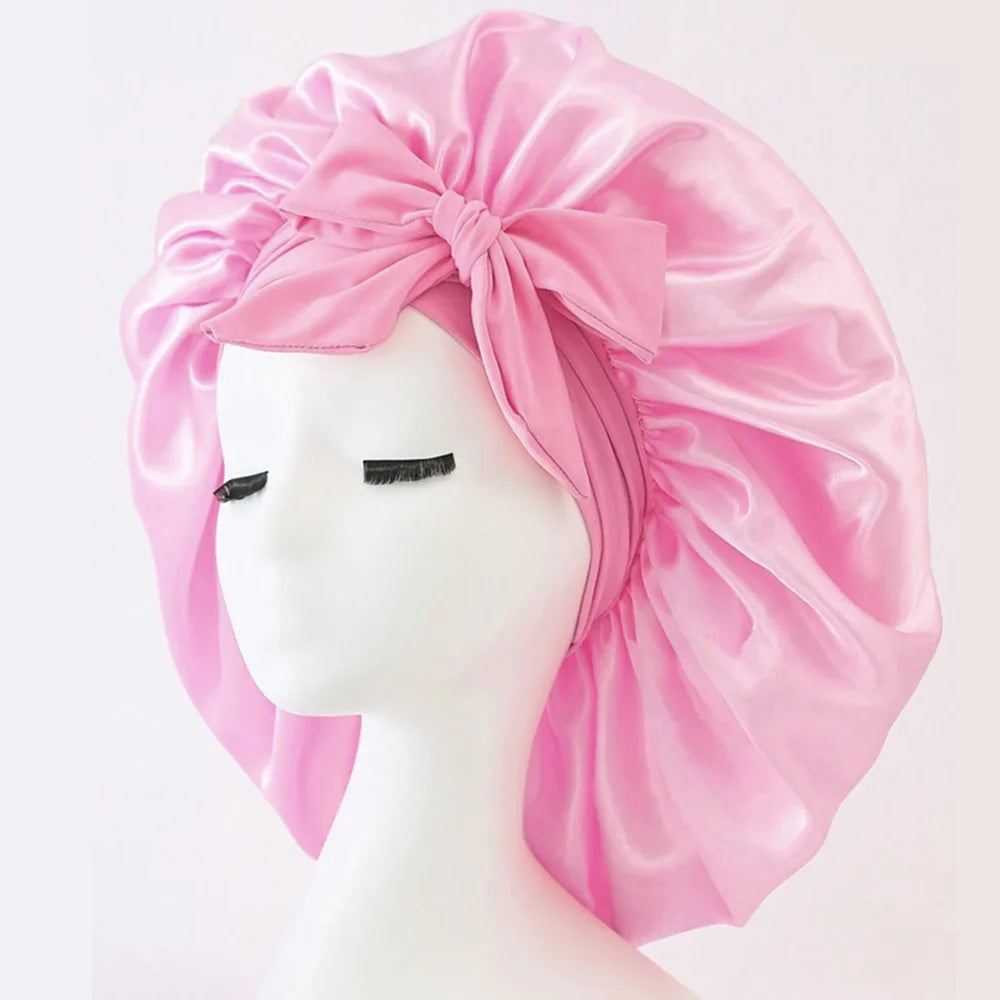 Satin Bonnet Silk Bonnet Adjustable Bonne For Sleeping Hair Bonnet With Tie Band Bonnets For Women Men - Artigo Importado