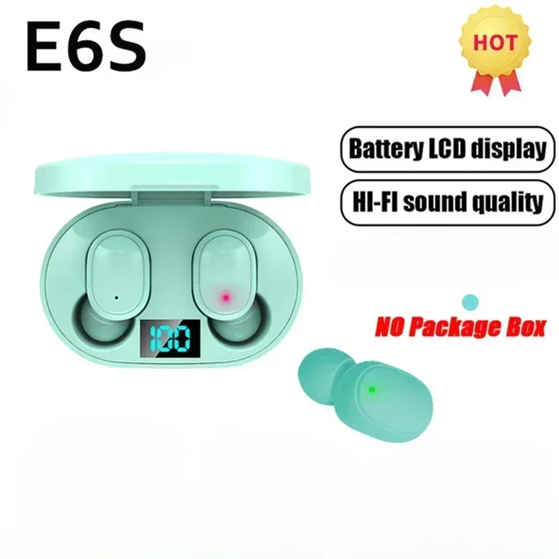 E6S Wireless Bluetooth Earphones TWS Bluetooth Headset Wireless Earbuds Noise Cancelling Earphones with Microphone Headphones - Artigo Importado