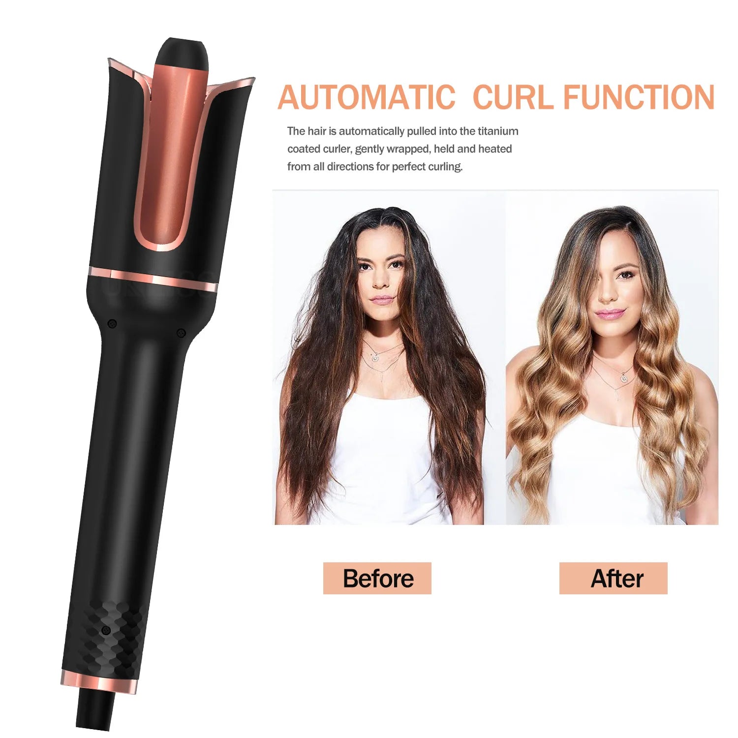 Automatic Hair Curler Auto Hair Curling Iron Ceramic Rotating Air Curler Air Spin Wand Styler Curl Machine Magic Hair Curler - Artigo Importado