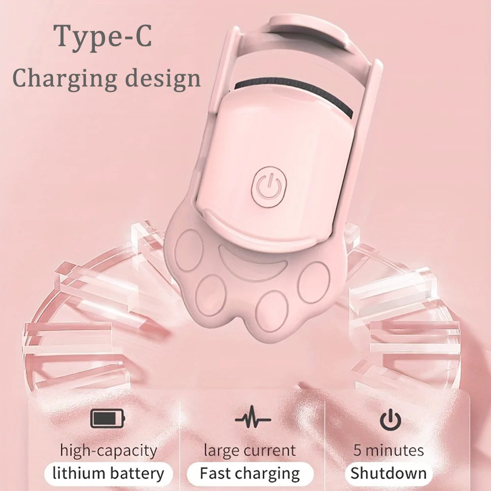 Electric Heated Eyelash Curler for Lasting Styling Portable Lash Lift Tool Intelligent Natural Curling with USB Rechargeable - Artigo Importado