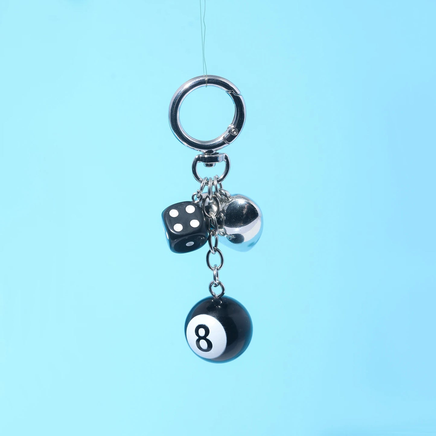 4PCS/lot Black Dice No. 8 Billiards Keychain Y2K Pink Lucky Dice Starburst Pendant Bag Charms Hangings Punk Ornament Accessories - Artigo Importado