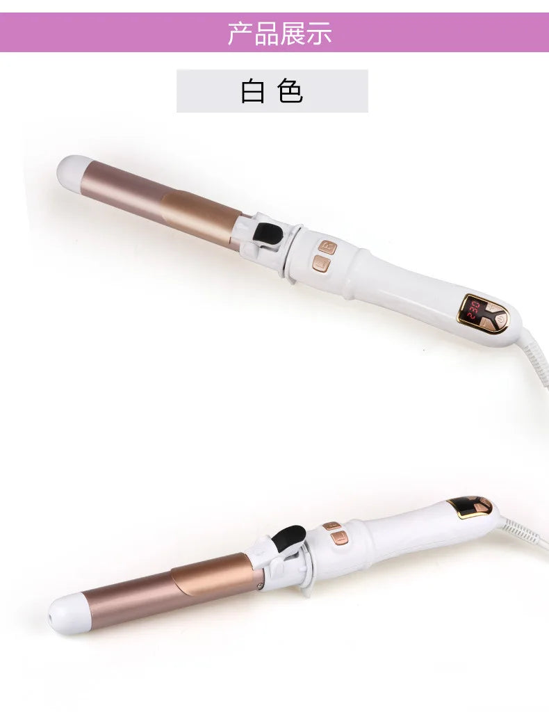 Automatic Hair Curler 1.1inches Rotating Curling Iron with LED Display Fast Heating Curling Wand Hair Curler for Home&Travel Use - Artigo Importado