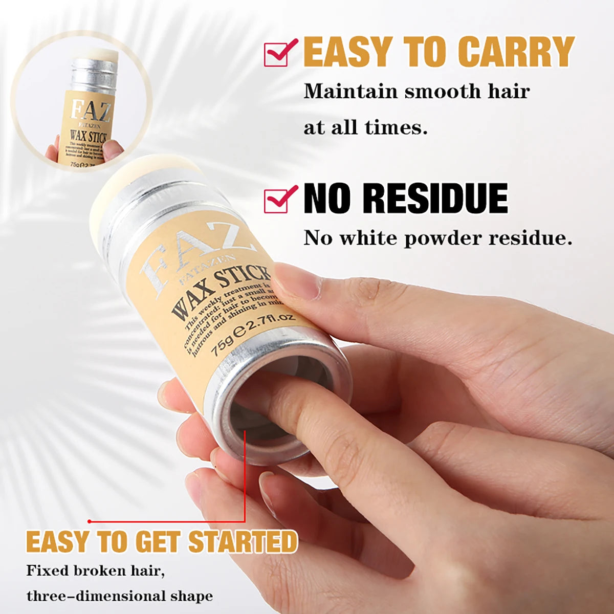 75g/1pcs Hair Styling Wax Stick,Refreshing Non-Greasy，Suitable For Controlling Frizzy And Unruly Edges Of Natural Or Wig Hair - Artigo Importado