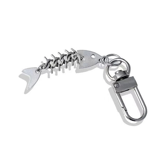 Simple Metal Fishbone Charm Keychain Unique Hanging Ornament Keyring Fashion Pendants for Purse Bag Backpack Handbag - Artigo Importado