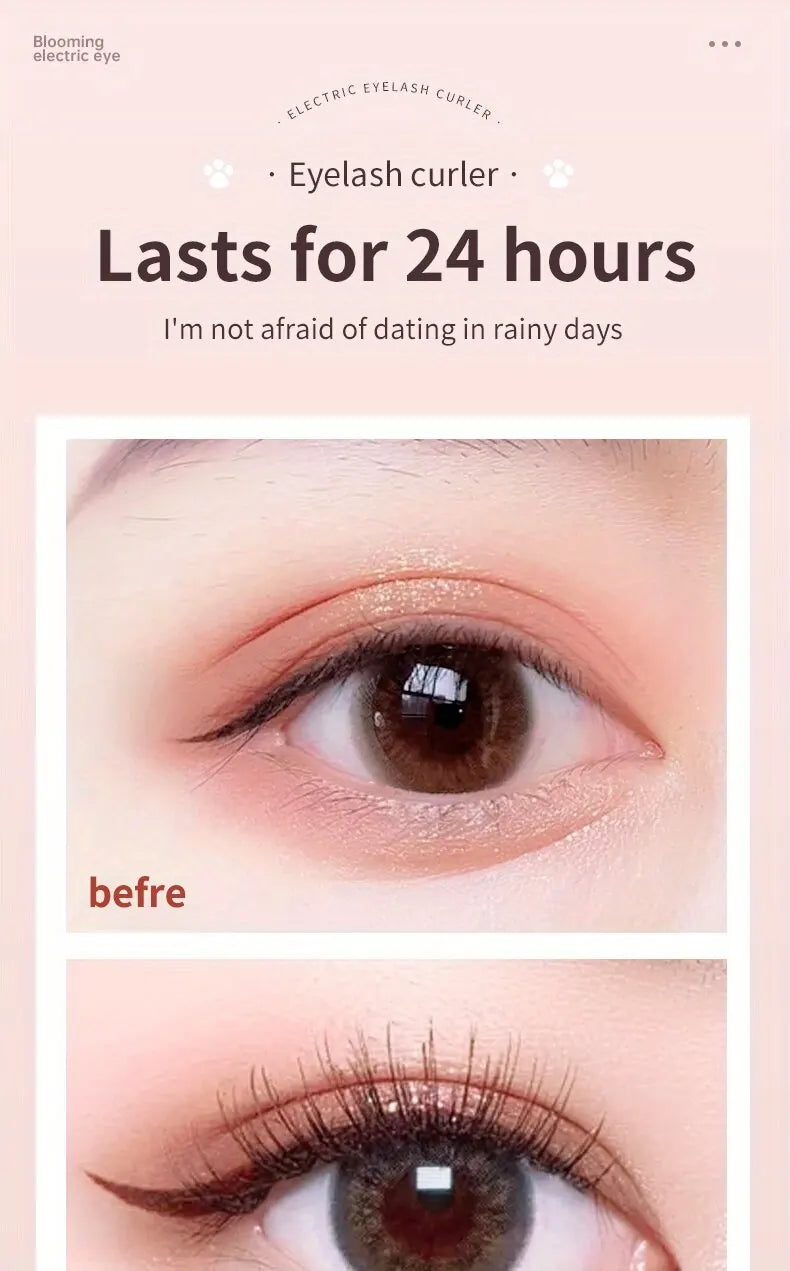 Electric Heated Eyelash Curler for Lasting Styling Portable Lash Lift Tool Intelligent Natural Curling with USB Rechargeable - Artigo Importado