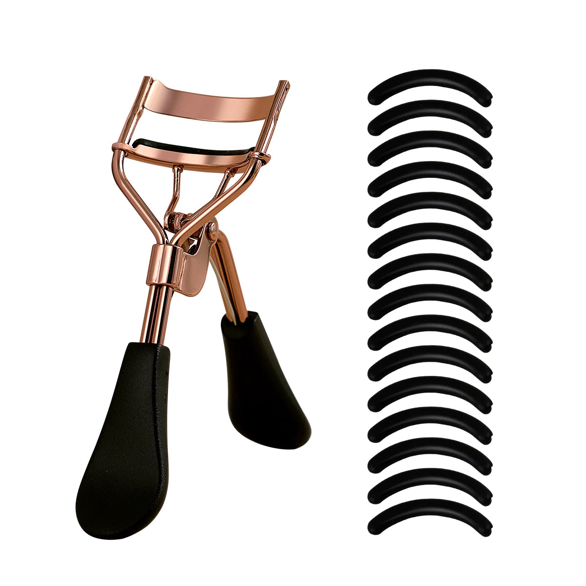 Portable Eyelash Curler with 15 Silicone Pads and Stainless Steel Eyelash Curler, Used for Eyelash Extension and Curling Tools - Artigo Importado