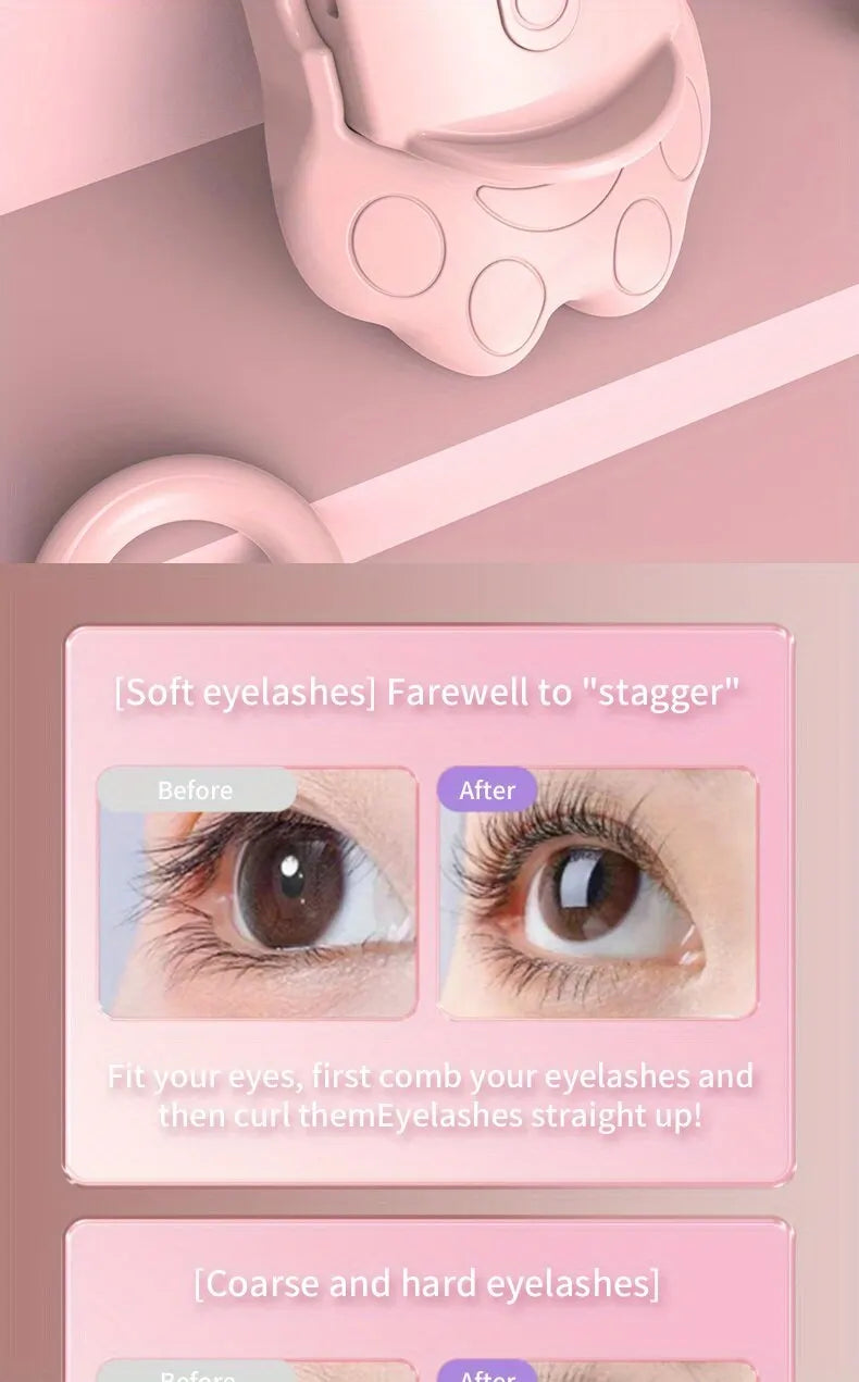Electric Heated Eyelash Curler for Lasting Styling Portable Lash Lift Tool Intelligent Natural Curling with USB Rechargeable - Artigo Importado