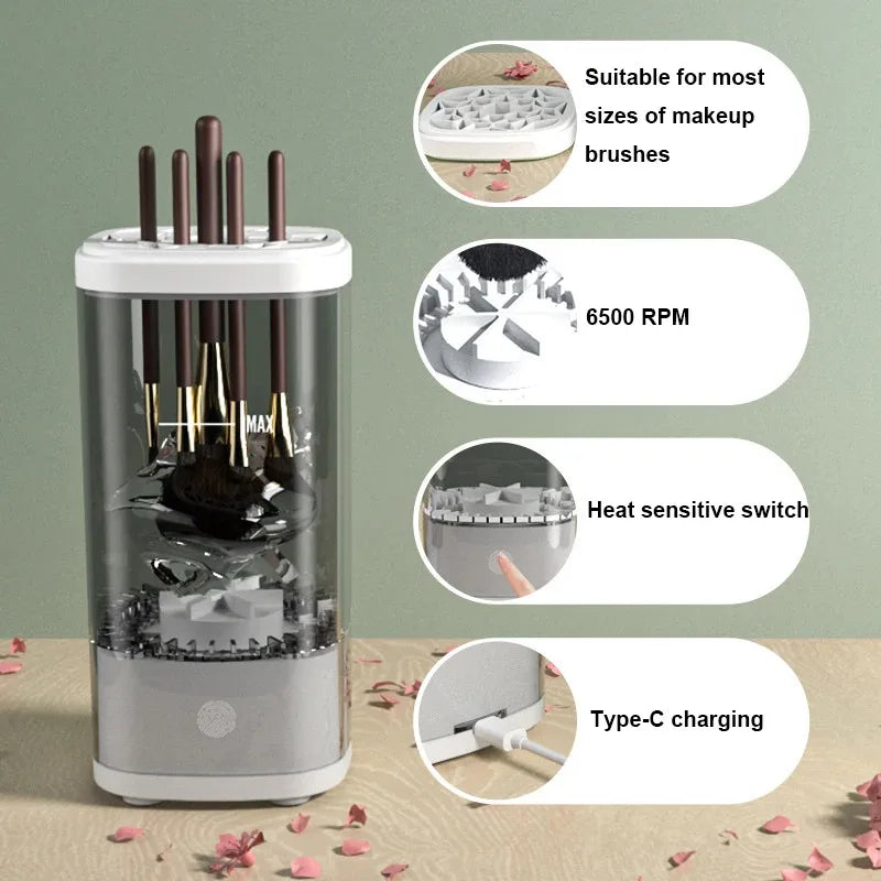 3-in-1 Electric Makeup Brush Cleaner - Automatic Washing & Drying, Type-C Charging, Fast & Deep Cleaning for Cosmetic Brushes - Artigo Importado