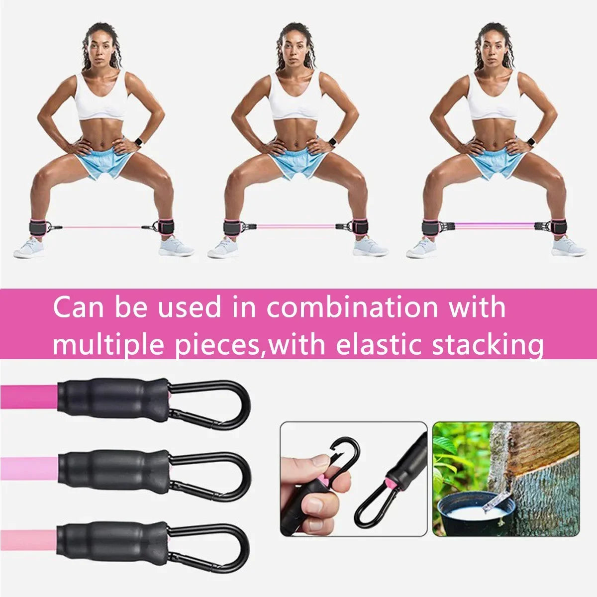 Resistance Band Set Workout Exercise Equipments Ankle Straps Fitness Yoga Elastic Fitness Bands For Home Gym Man And Woman Sport - Artigo Importado