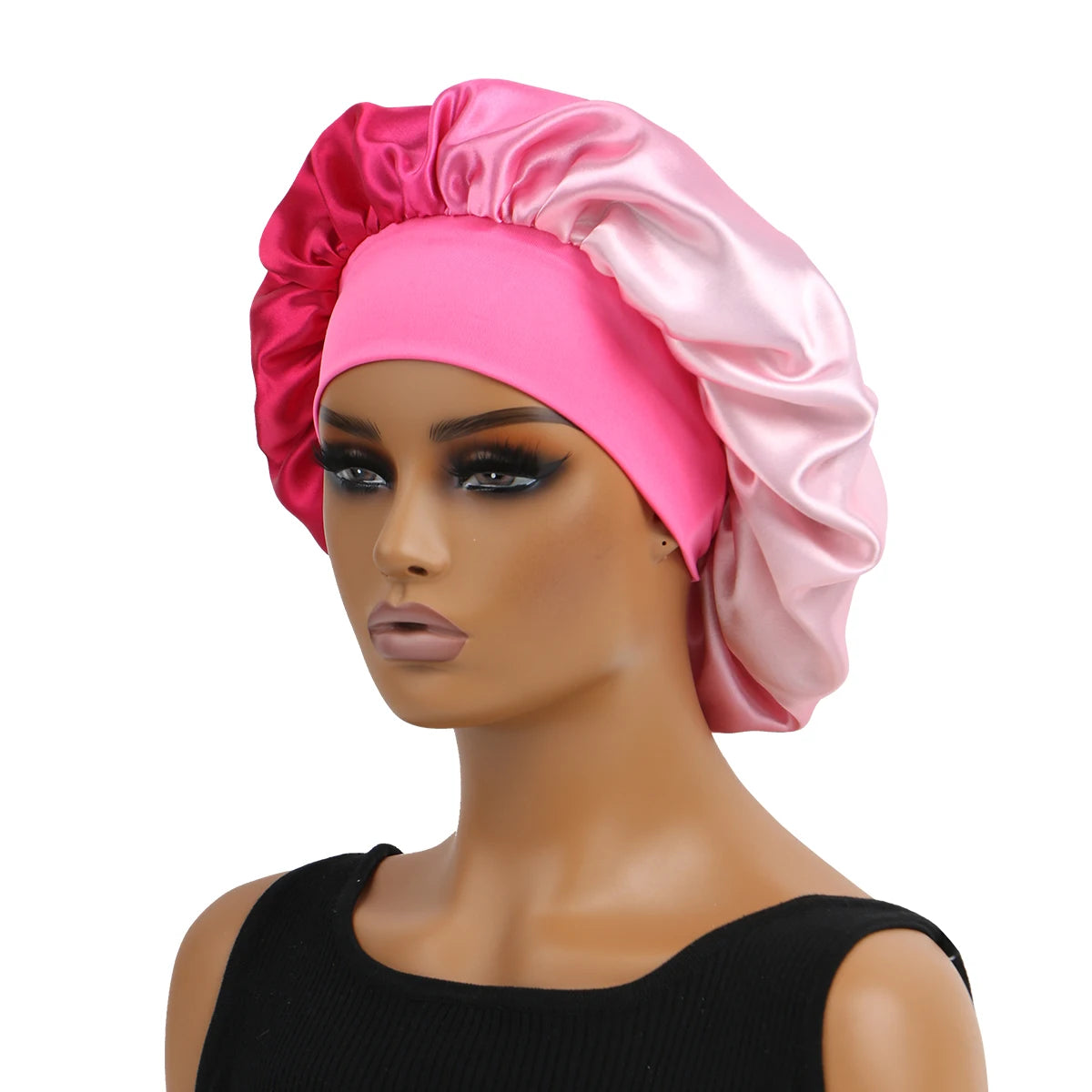 Satin Silk Bonnet Cap with Frontal Wrap, Wide Band, Colorful Fade Printing, Soft Nightcaps, Hair Protect Sleep, Extra Big Size - Artigo Importado