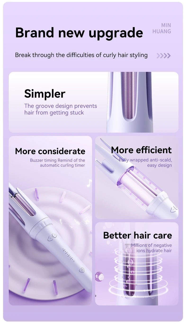 Automatic Hair Curling Iron 32mm Hair Curler Ceramic  Rotating Professional Hair Waver Curling Tool Hair curler for long hair - Artigo Importado