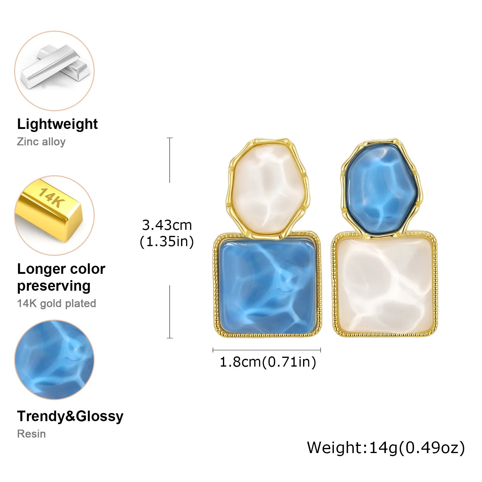 Statement Earrings for Women, Asymmetrical AB Style Square Dangle Earrings, Prom Jewelry - Artigo Importado