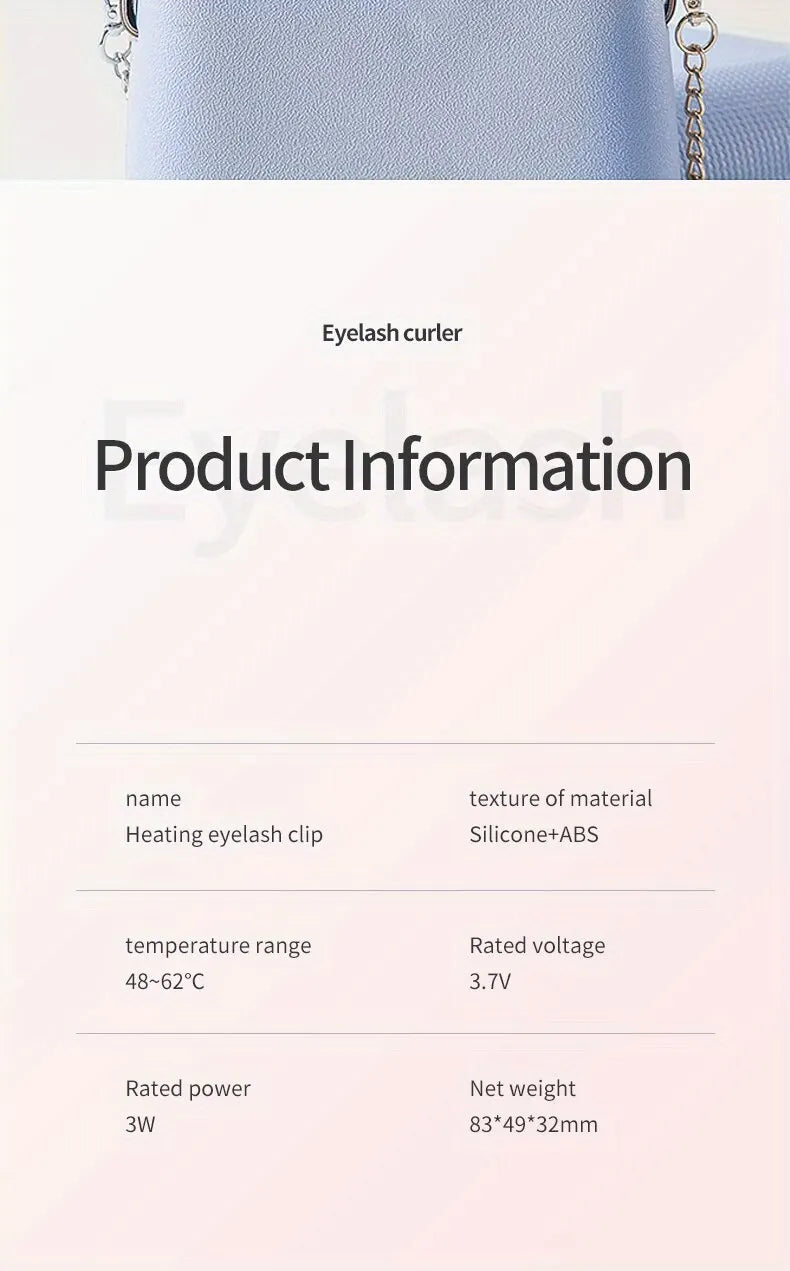 Electric Heated Eyelash Curler for Lasting Styling Portable Lash Lift Tool Intelligent Natural Curling with USB Rechargeable - Artigo Importado