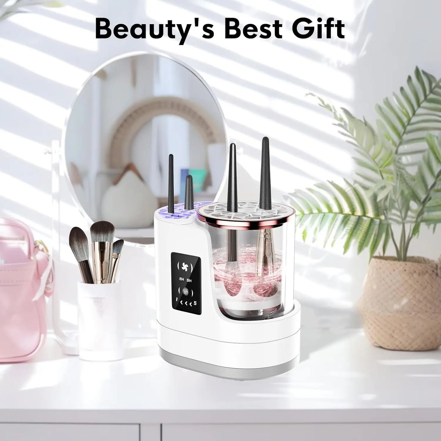 3 IN 1 Electric Makeup Brush Cleaner Machine with Makeup Brush Dryer for All Size Beauty Makeup Brush Cosmetic Tools Fast Drying - Artigo Importado