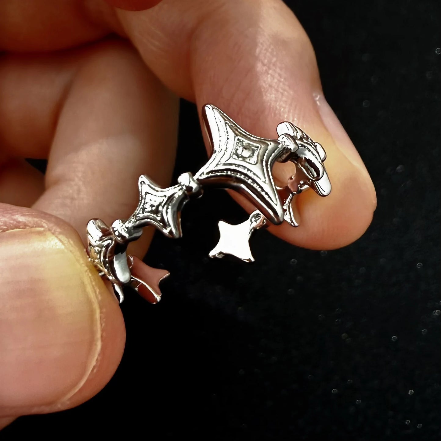 Retro Twinkle Stars Adjustable Open Ring For Women Silver-plated Copper Gothic Punk Edgy Jewelry Trendy Accessories Gift for Her - Artigo Importado