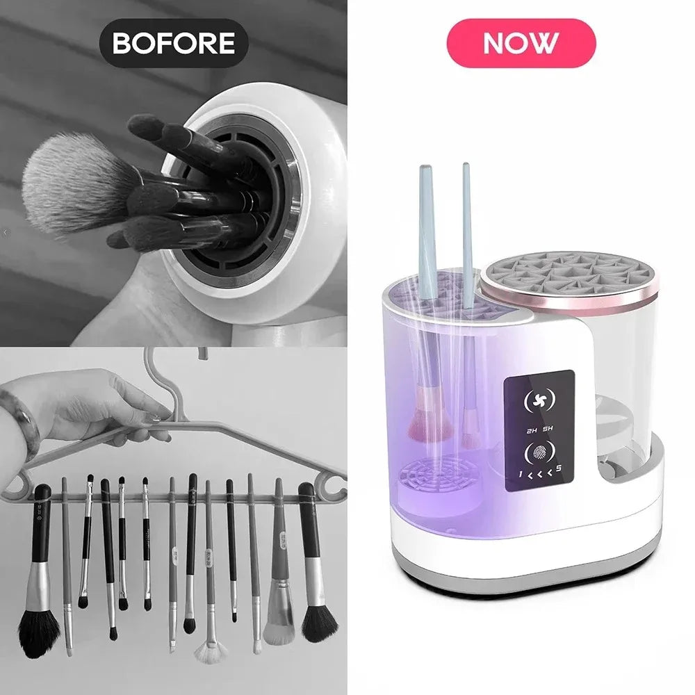 USB Electric Makeup Brush Cleaner 3-in-1 with Automatic Quick-Drying Support Device - Makeup Brush Cleaning And Drying Book Tool - Artigo Importado