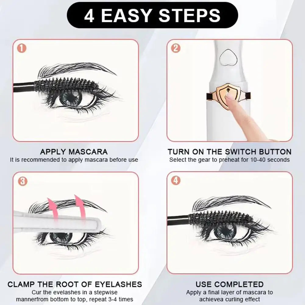 Thermal Eyelash Curler New Electric Heated Eyelash Curler Portable Intelligent Temperature Control Styling Make Up Beauty Tool - Artigo Importado