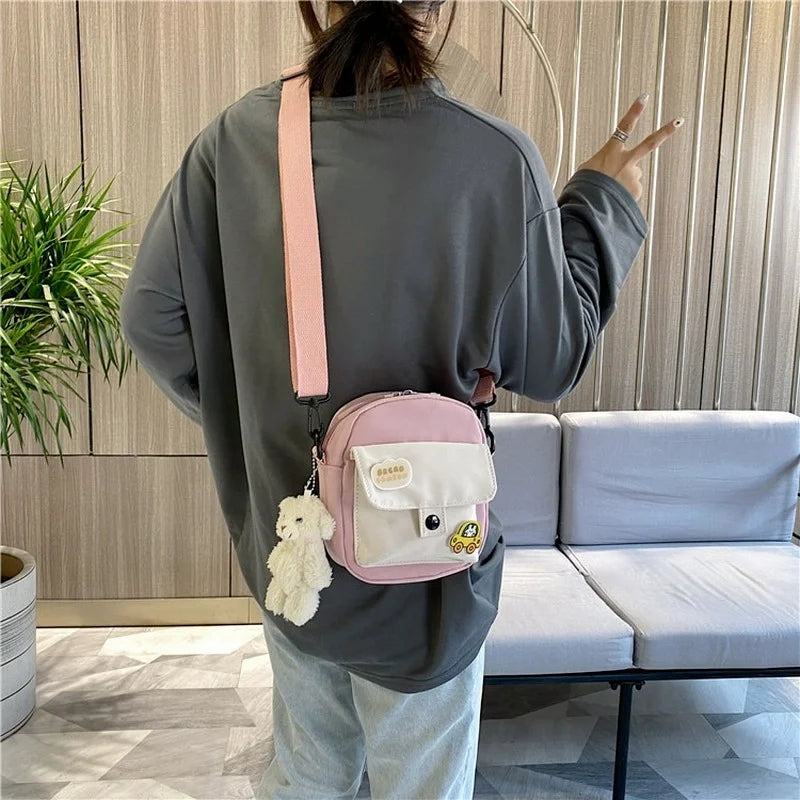 Mini Crossbody Bag for Women 2023 Fashion Small Female Canvas Shoulder Bags Korean Phone Purse Cute Students Purse Flap Bolsas - Artigo Importado