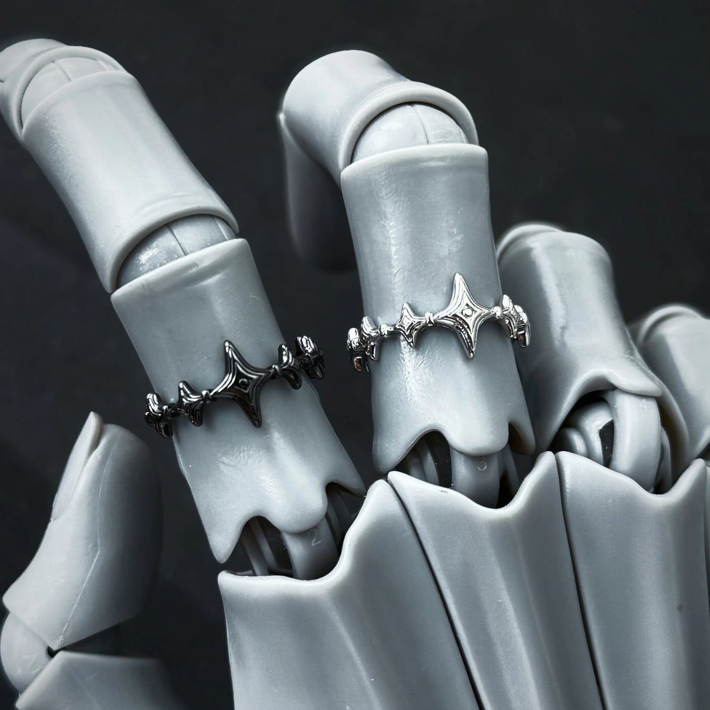 Retro Twinkle Stars Adjustable Open Ring For Women Silver-plated Copper Gothic Punk Edgy Jewelry Trendy Accessories Gift for Her - Artigo Importado