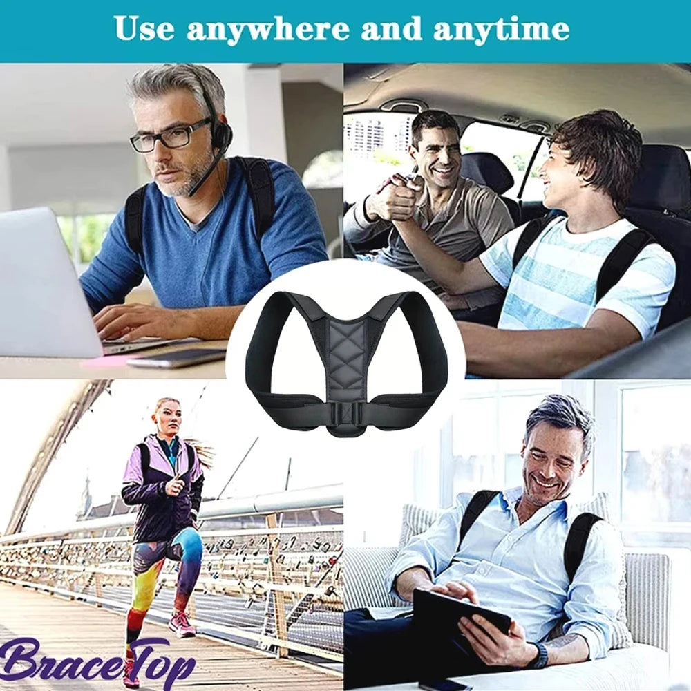 Back Posture Correction Belt Hunchback Corrector Adult Men and Women Sitting Posture Correction Belt Shoulder Straight Back - Artigo Importado